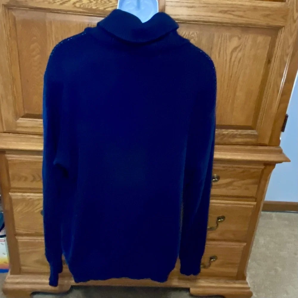 Polo Ralph Lauren Shawl Collar Sweater Mens L Blue Ribbed Knit Button Pullover